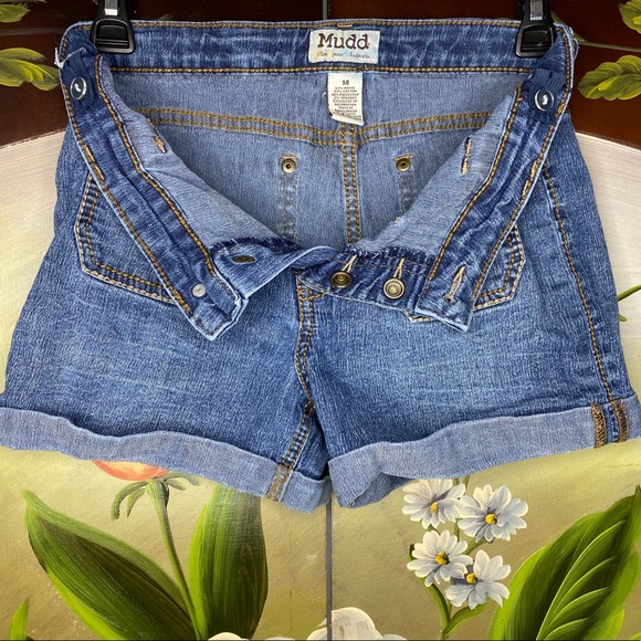 MUDD Button Fly Blue Denim Girls Jean Shorts - Picture 7 of 9